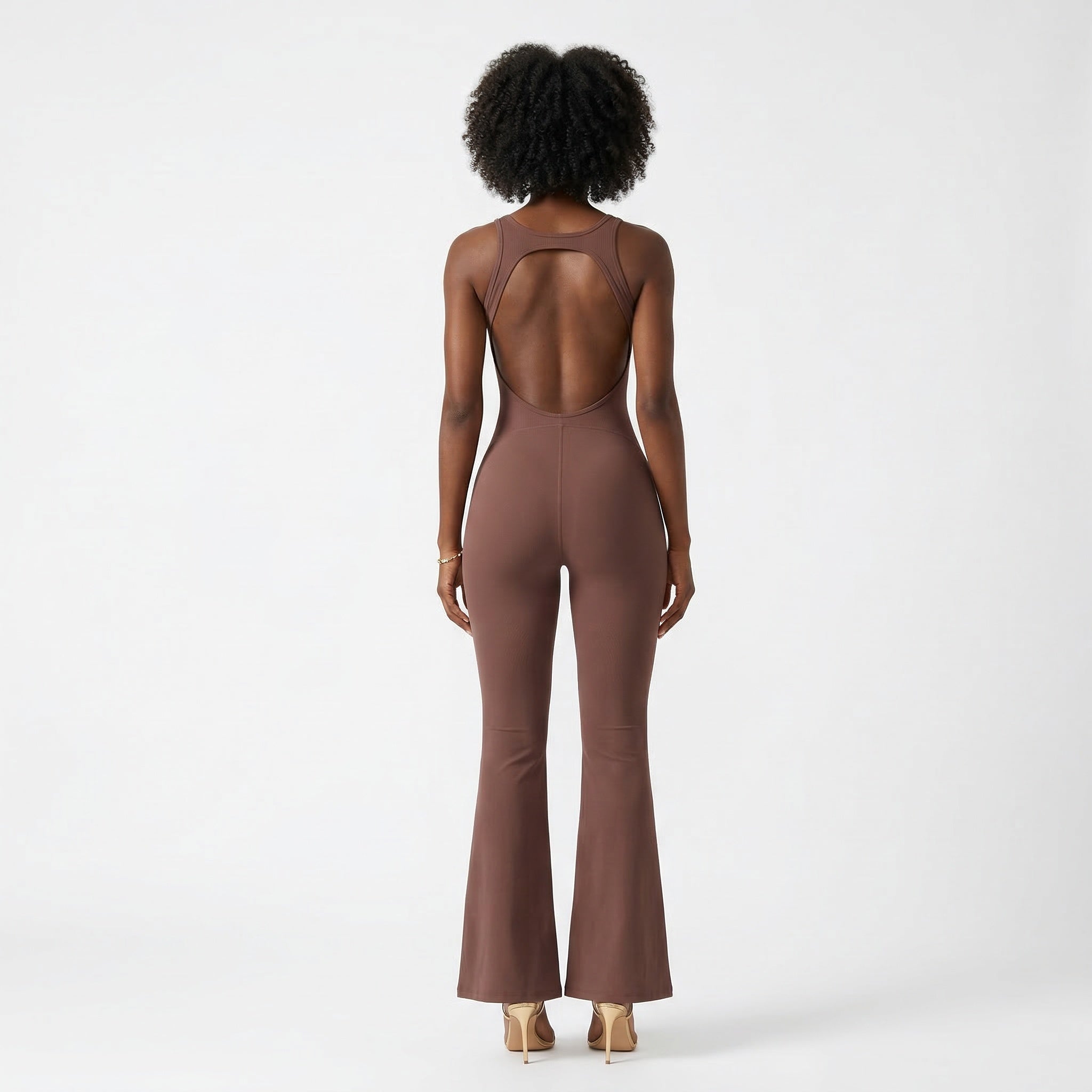 HCRVI | Women’s Elegant Brown Jumpsuit Slim Fit One Piece Outfit