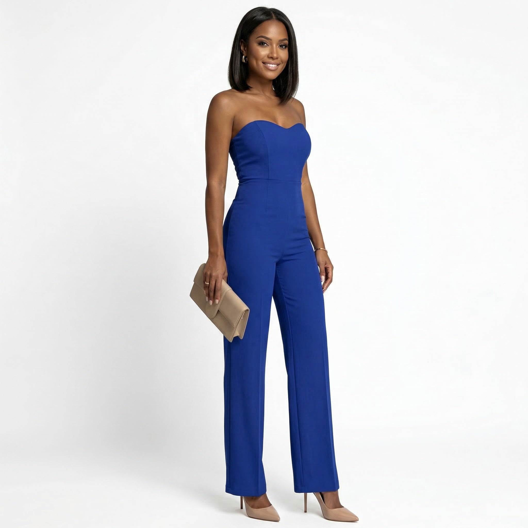 HCRVI | Women’s Strapless Slim Fit Jumpsuit Elegant Straight Leg Outfit