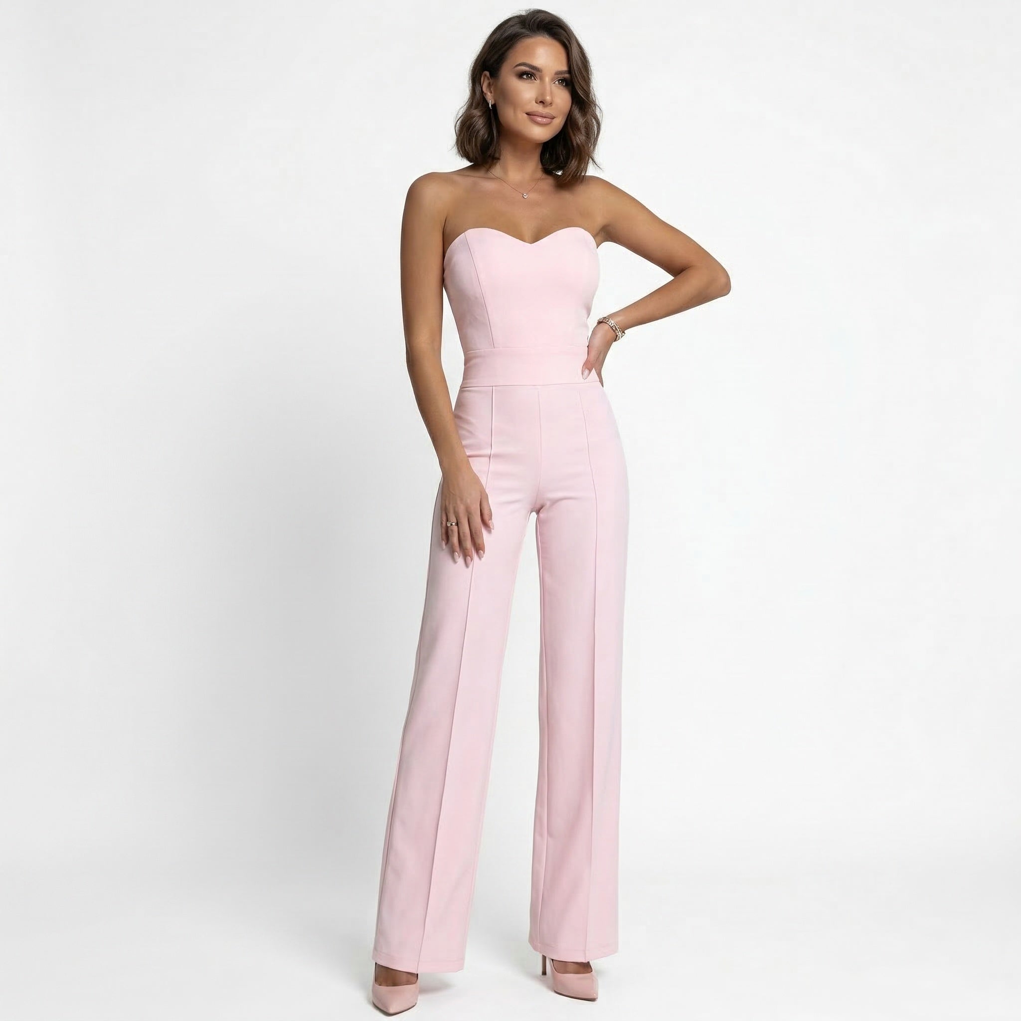 HCRVI | Women’s Strapless Slim Fit Jumpsuit Elegant Straight Leg Outfit